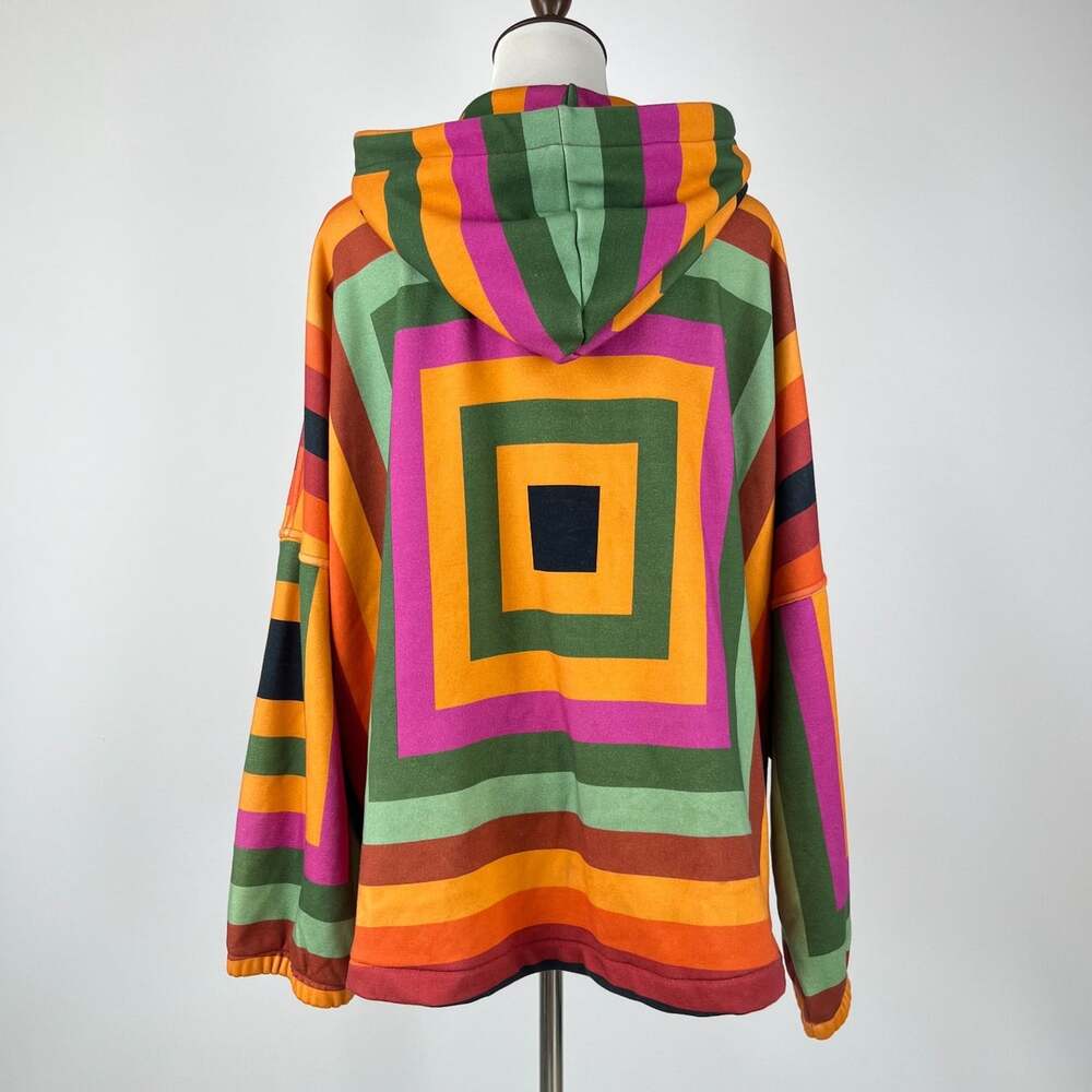 NWOT Farm Rio Hoodie Concentric Square Geometric Oversized Sweatshirt Size S - Picture 4 of 11